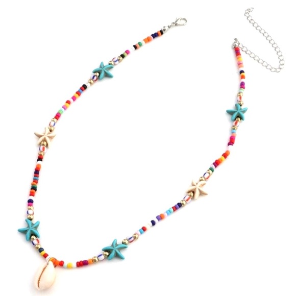 Seashell beaded chain choker starfish chain choker Necklace - Picture 2 of 5